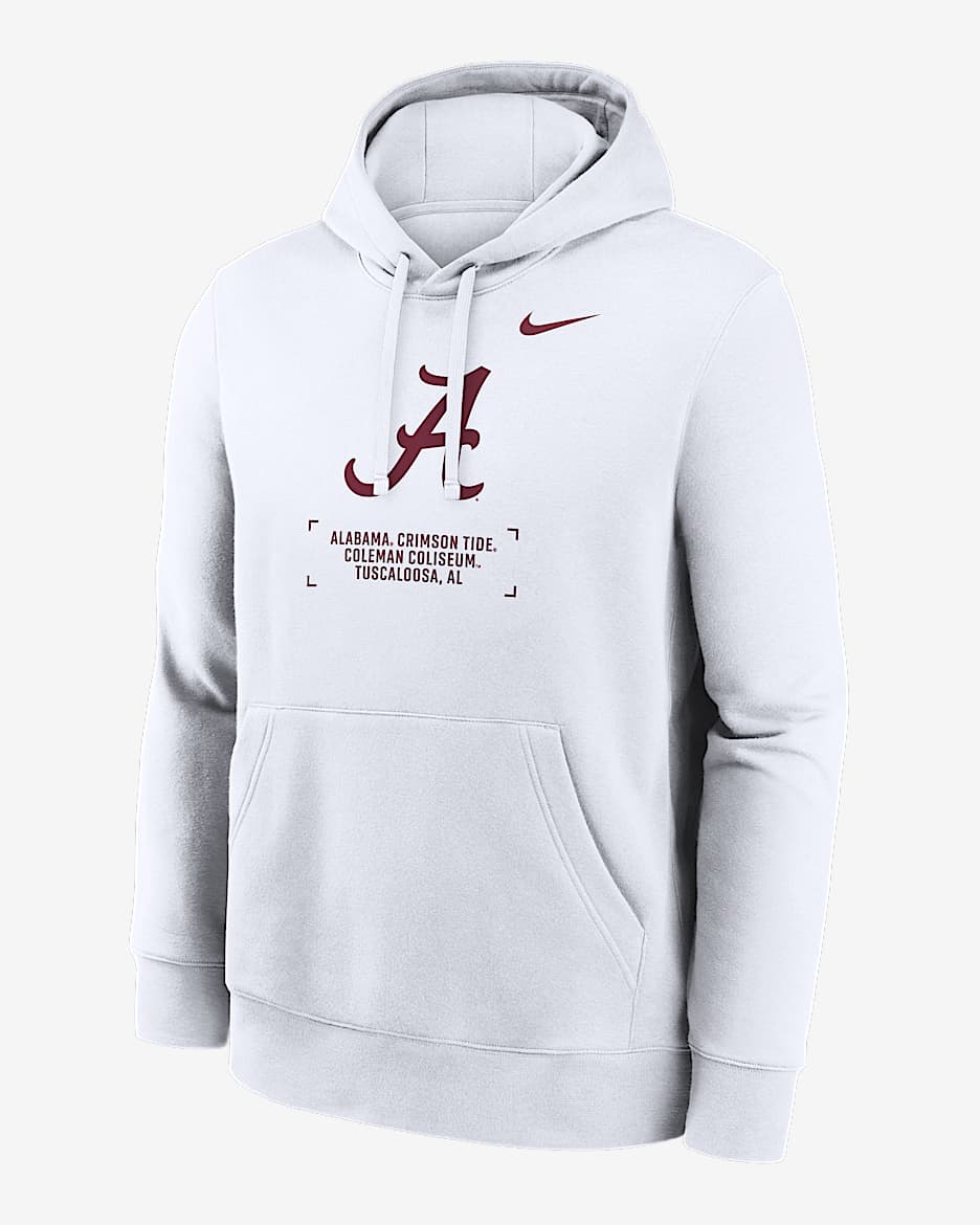 Alabama Club Basketball 2-Hit Men's Nike College Pullover Hoodie - White