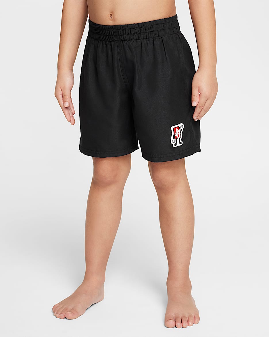 Shorts de vóleibol con forro de ropa interior de 13 cm para niños talla pequeña Nike Swim Breaker - Negro/Rojo universitario/Blanco/Blanco