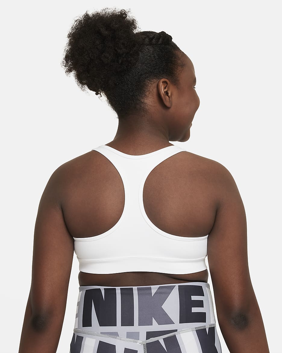 Nike Swoosh Older Kids' (Girls') Sports Bra (Extended Size) - White/Pure Platinum