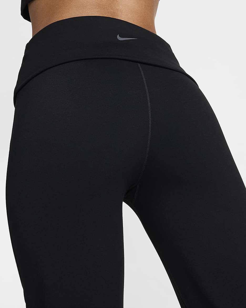 Nike One Women's Dri-FIT High-Waisted Fold-Over Pants - Black/Black