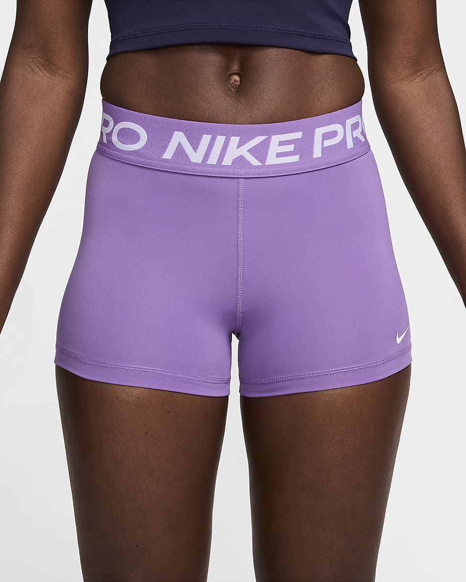 Nike Pro Women's 3" Shorts - Black Raspberry/White