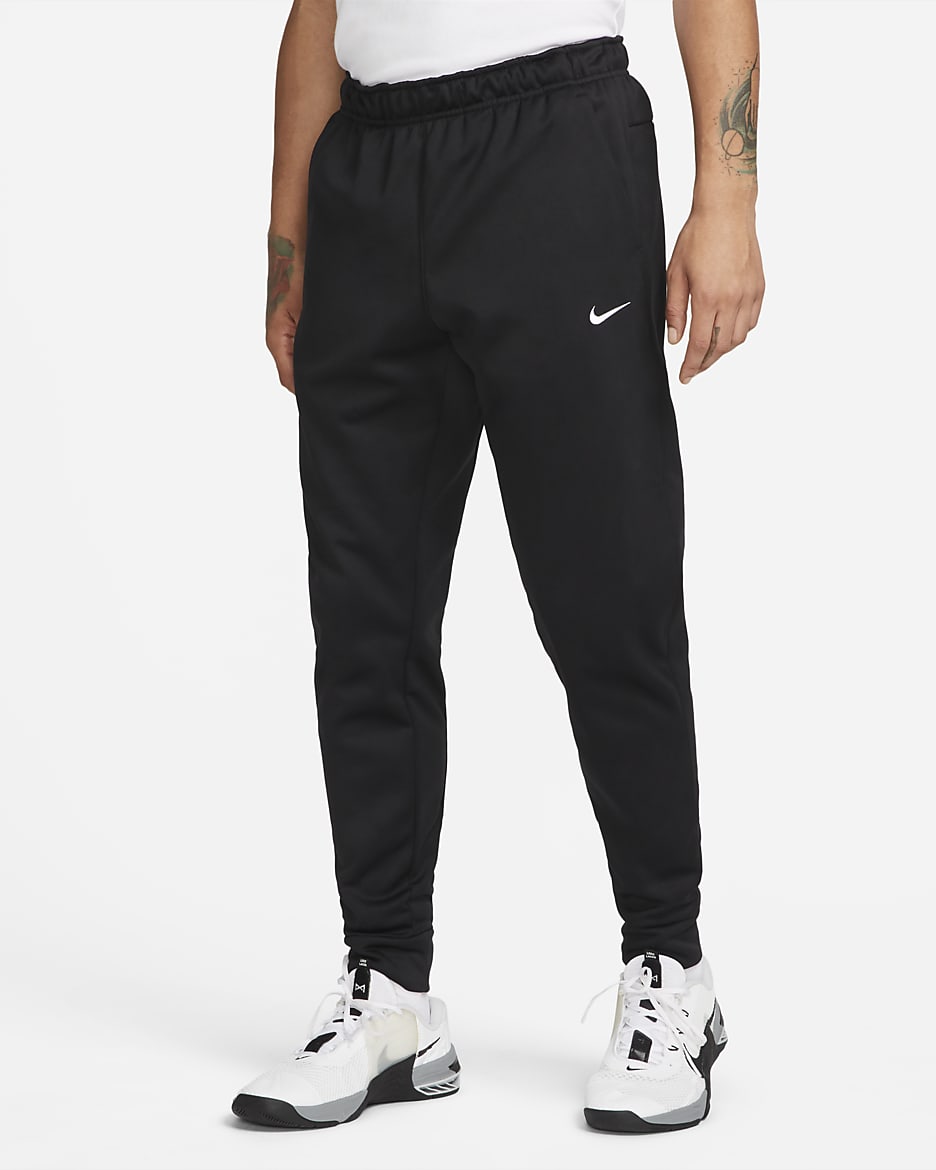 Pantalon de fitness fuselé Therma-FIT Nike Therma pour homme - Noir/Noir/Blanc