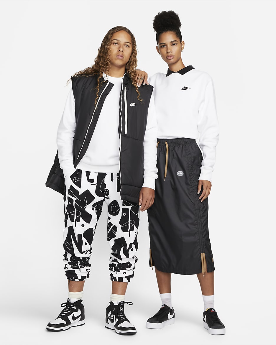 Nike Sportswear Club Fleece kerek nyakkivágású férfi pulóver - Fehér/Fekete