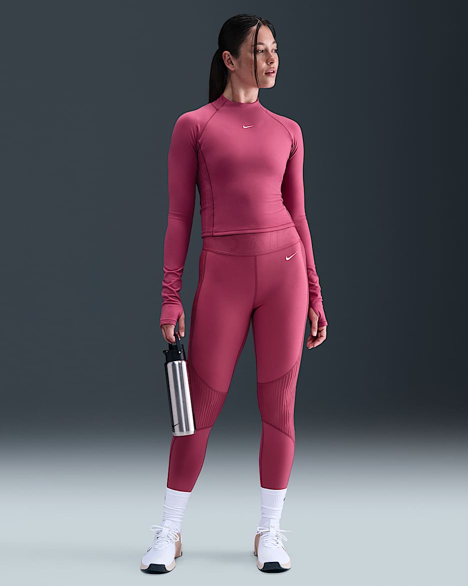 Nike Pro Women's High-Waisted Leggings - Sweet Beet/White