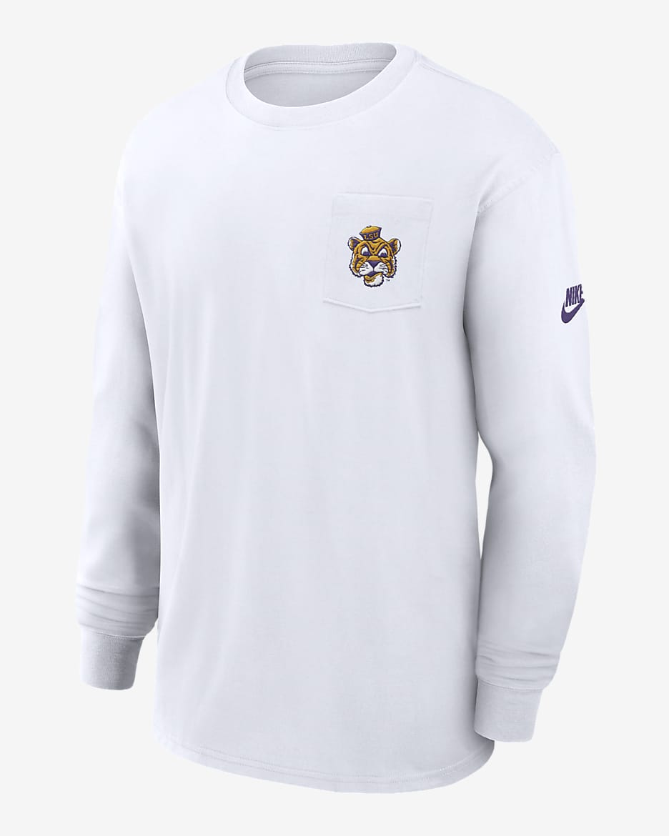 LSU Tigers Legacy Max90 Pocket Men's Nike College Long-Sleeve T-Shirt - White