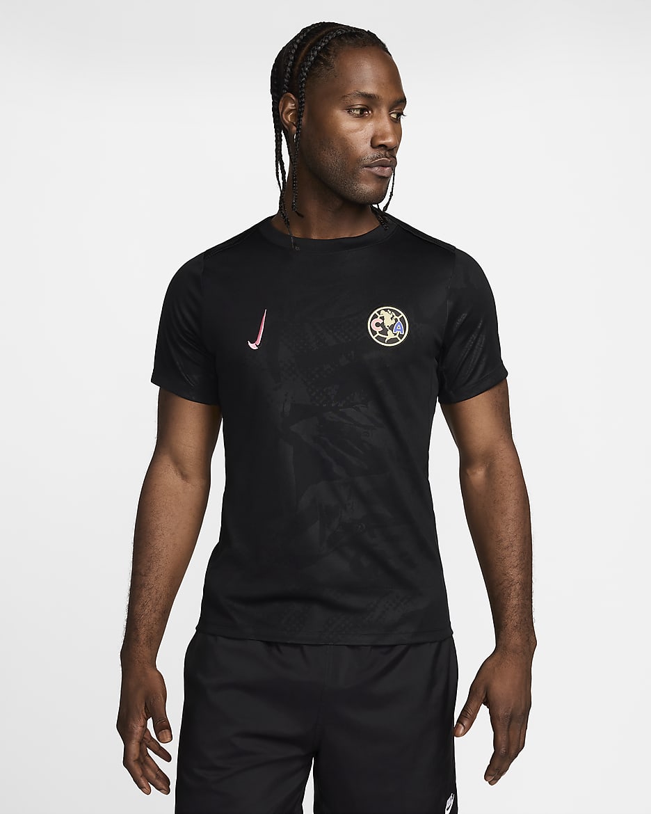 Club América Academy Pro Third Men's Nike Dri-FIT Soccer Pre-Match Top - Black/Black/Coral Chalk