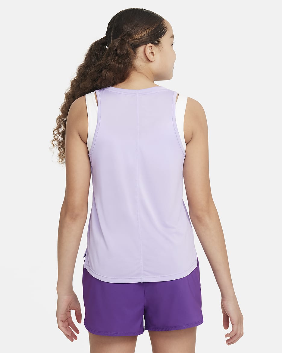 Nike One Older Kids' (Girls') Dri-FIT Training Tank - Hydrangeas/White