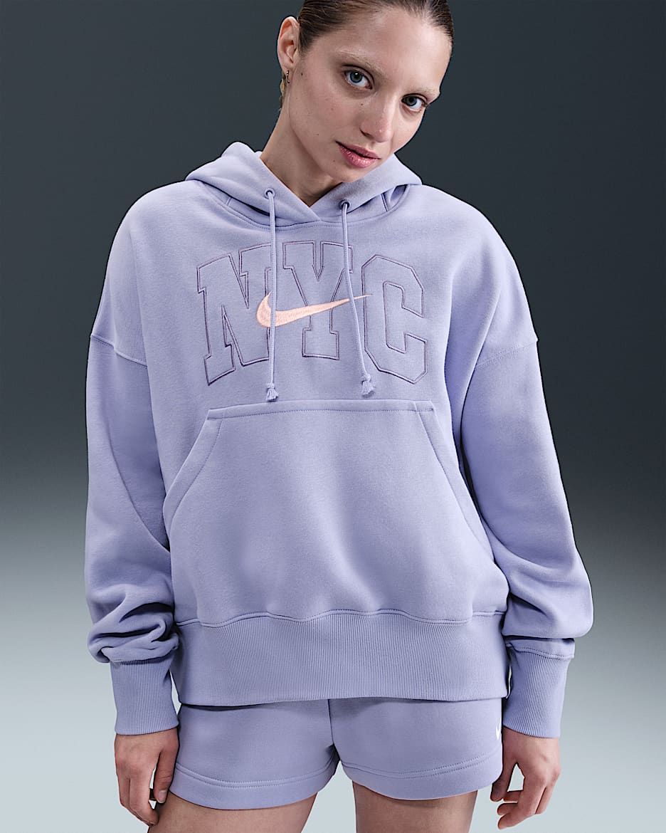 Sudadera con gorro oversized para mujer Nike Sportswear Phoenix Fleece - Hielo lila/Coral lavado