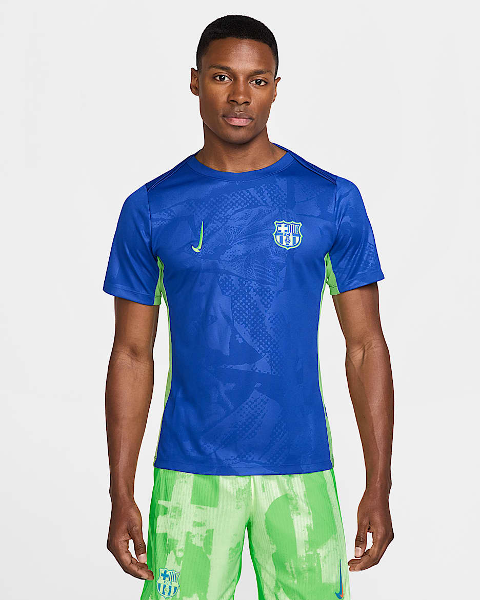 F.C. Barcelona Academy Pro Third Men's Nike Dri-FIT Football Pre-Match Top - Old Royal/Lime Blast/Lime Blast/Lime Blast
