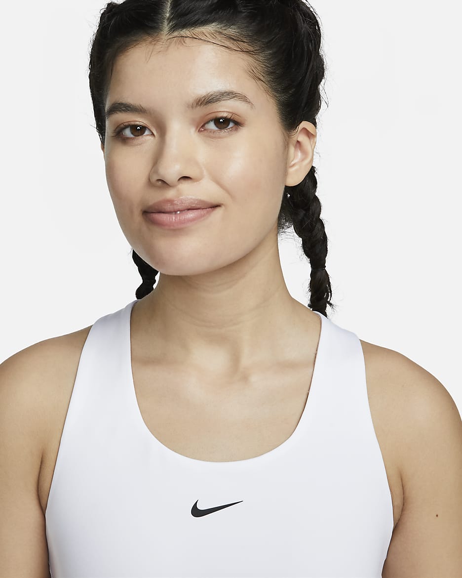 Nike Swoosh Women's Medium-support Padded Sports Bra Tank - White/Stone Mauve/Black