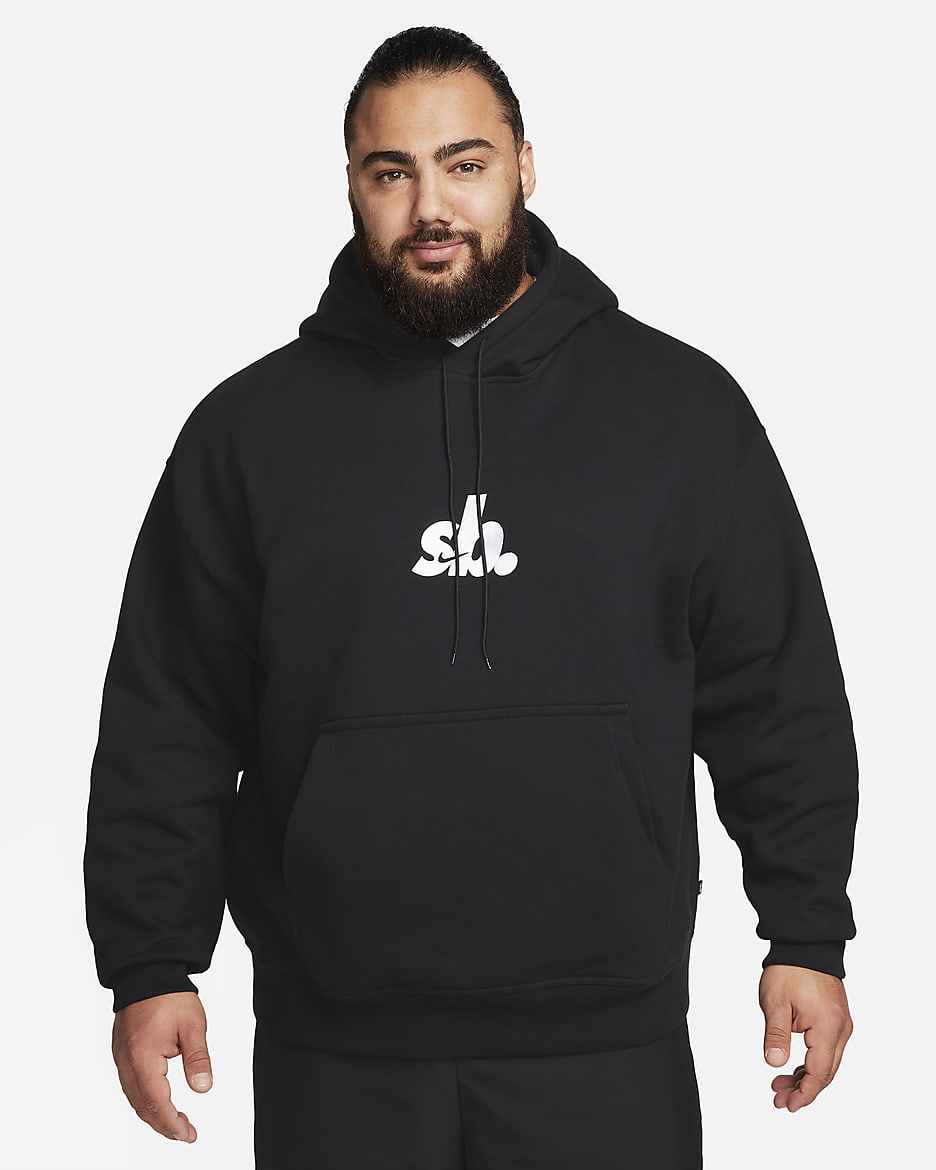 Nike SB Fleece Pullover Skate Hoodie - Black/White