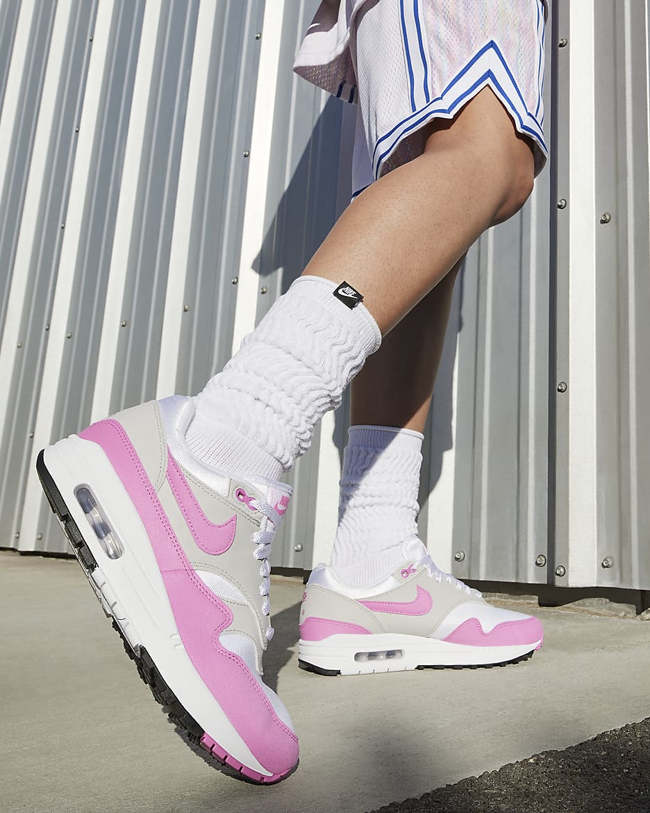 Nike Air Max 1 Women's Shoes - White/Neutral Grey/Black/Playful Pink