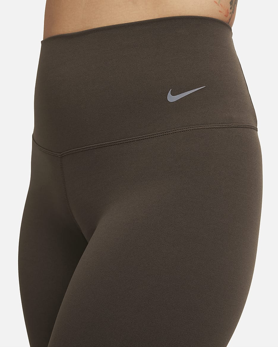 Nike Zenvy 7/8-os, magas derekú, enyhe tartást adó női leggings - Baroque Brown/Fekete