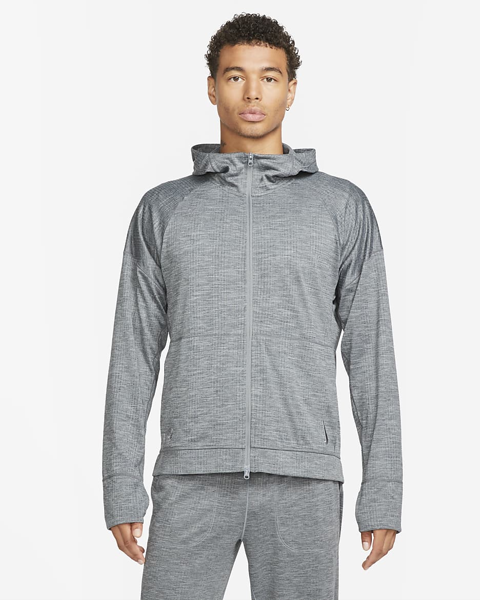 Nike Yoga Dri-FIT Men's Full-Zip Jersey Hoodie - Cool Grey/Heather/Cool Grey