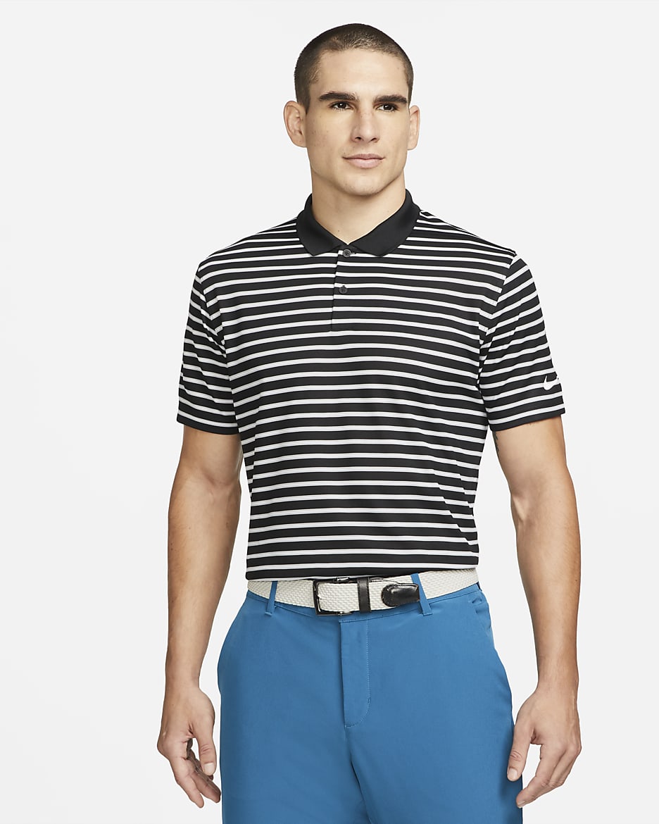Nike Dri-FIT Victory Men's Striped Golf Polo - Black/White