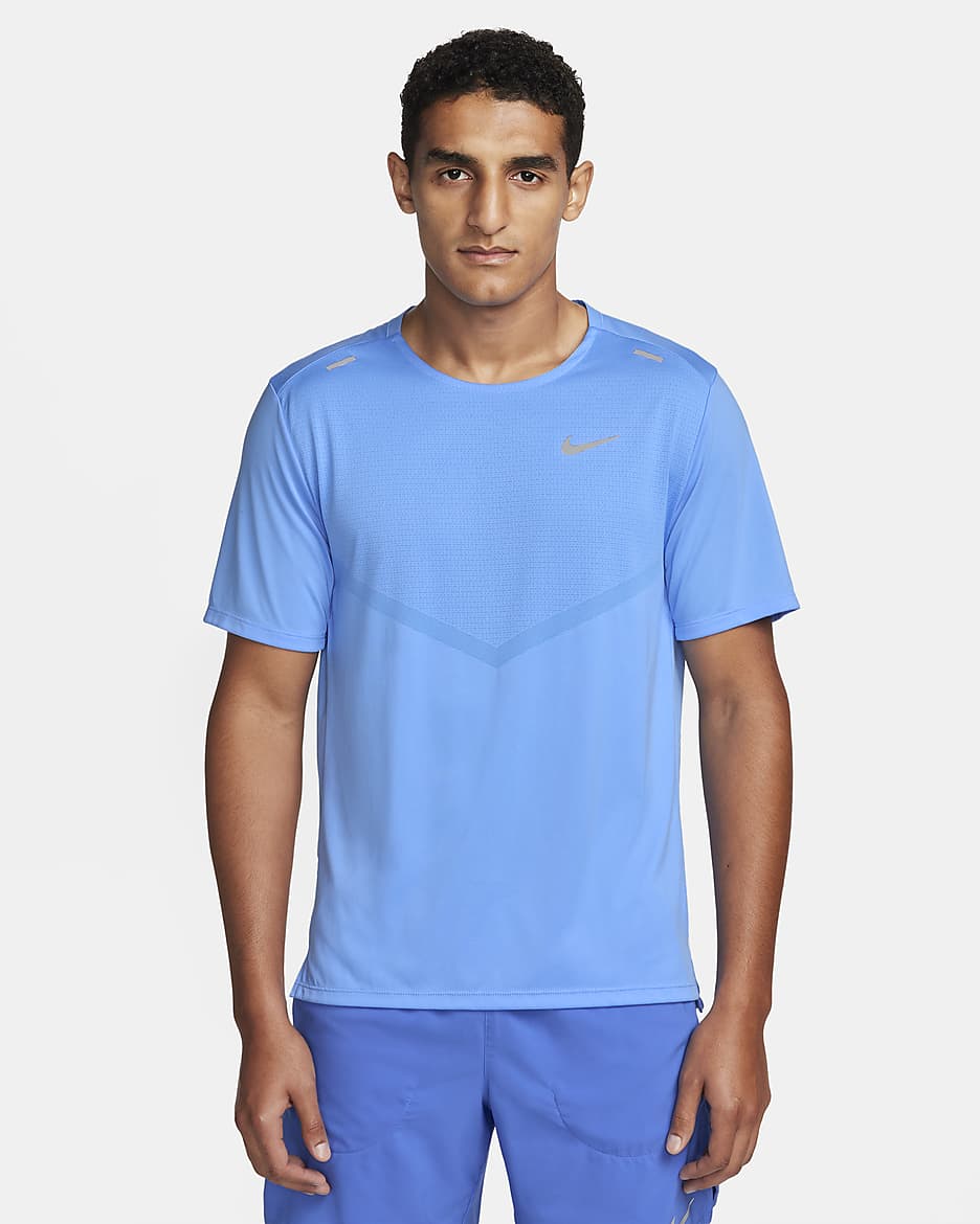 Playera de correr de manga corta Dri-FIT para hombre Nike Rise 365 - Azul universitario