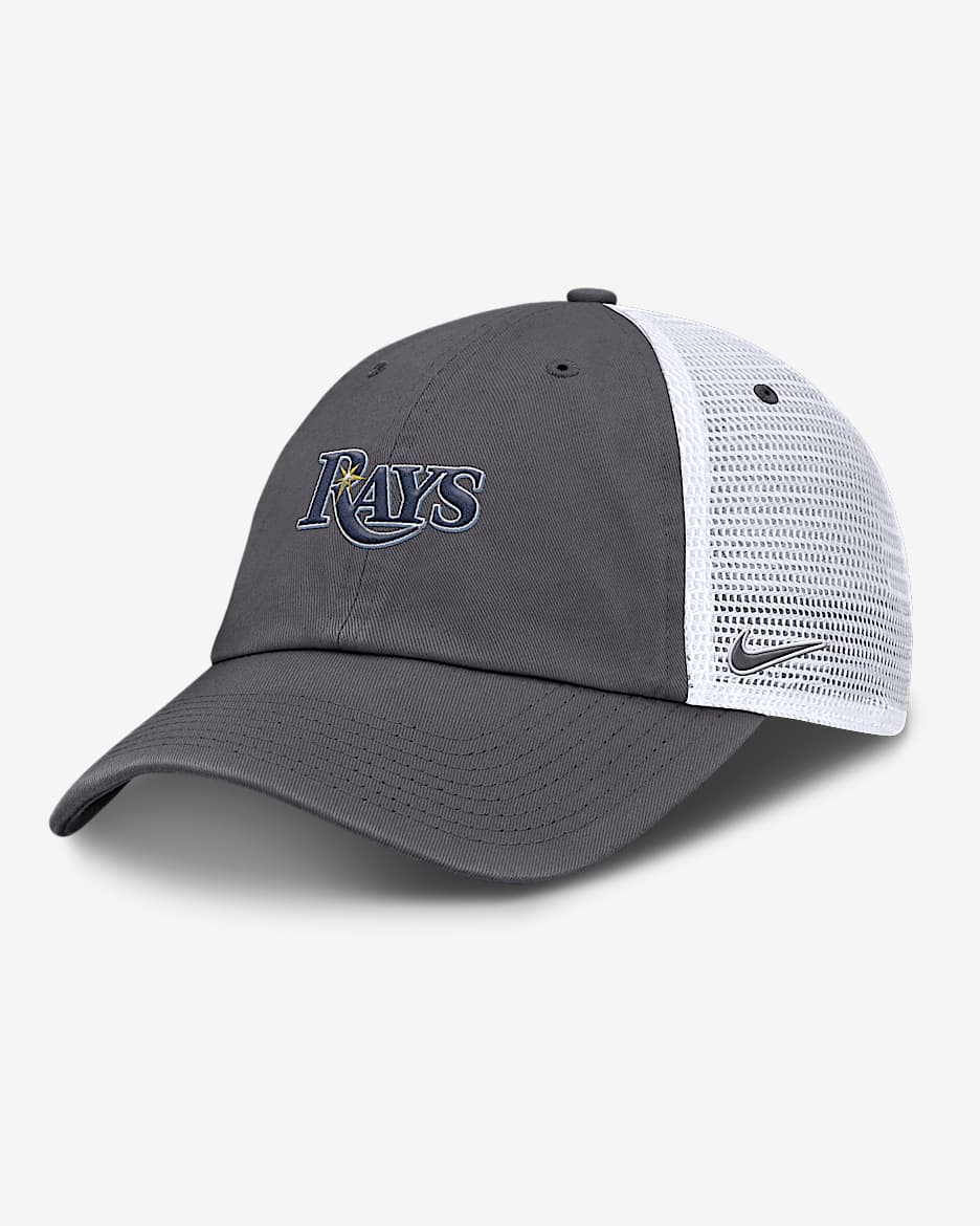 Tampa Bay Rays Wordmark Club Men's Nike MLB Trucker Adjustable Hat - Grey