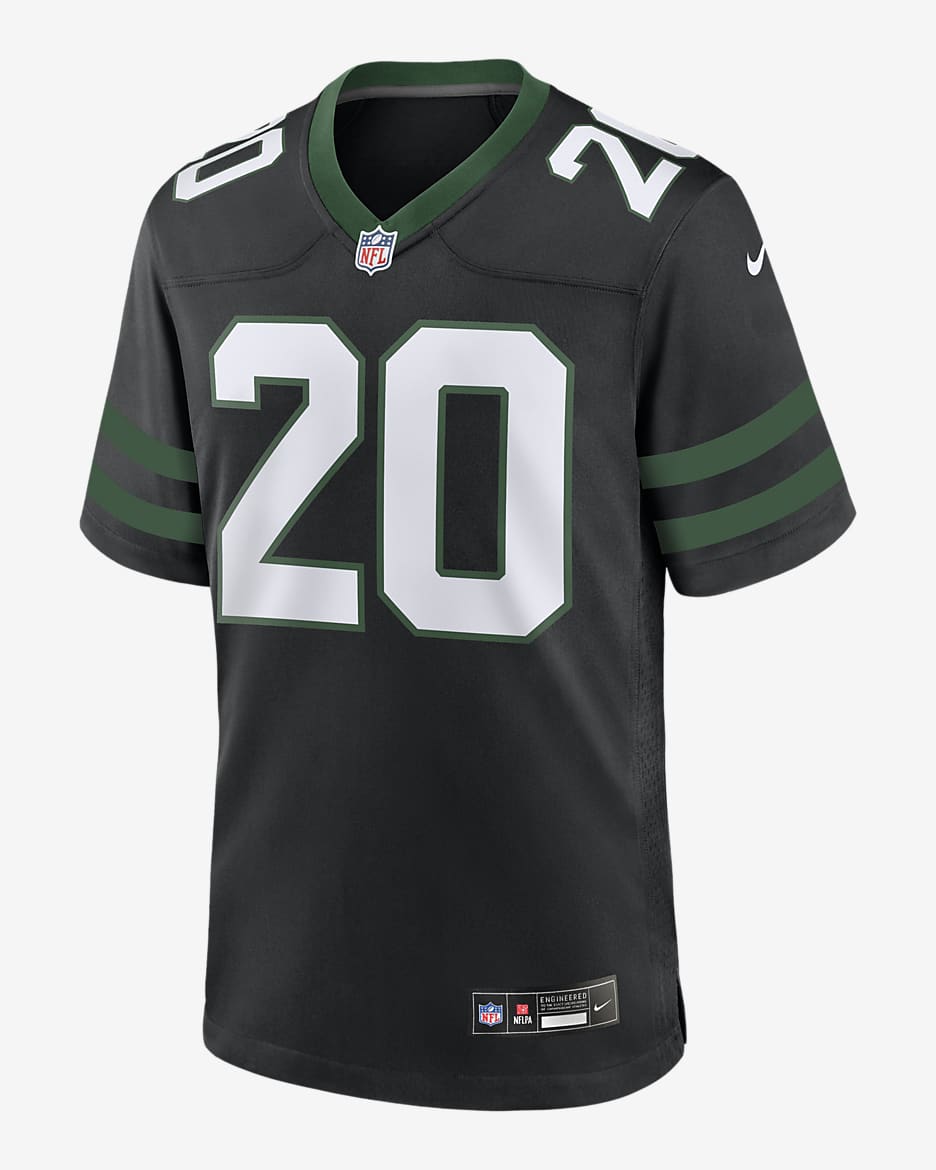 Jersey de fútbol americano Nike de la NFL Game para hombre Breece Hall New York Jets - Negro