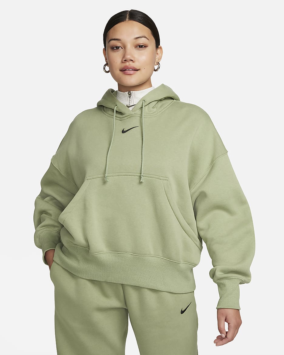 Nike Sportswear Phoenix Fleece Women's Over-Oversized Pullover Hoodie - Oil Green/Black