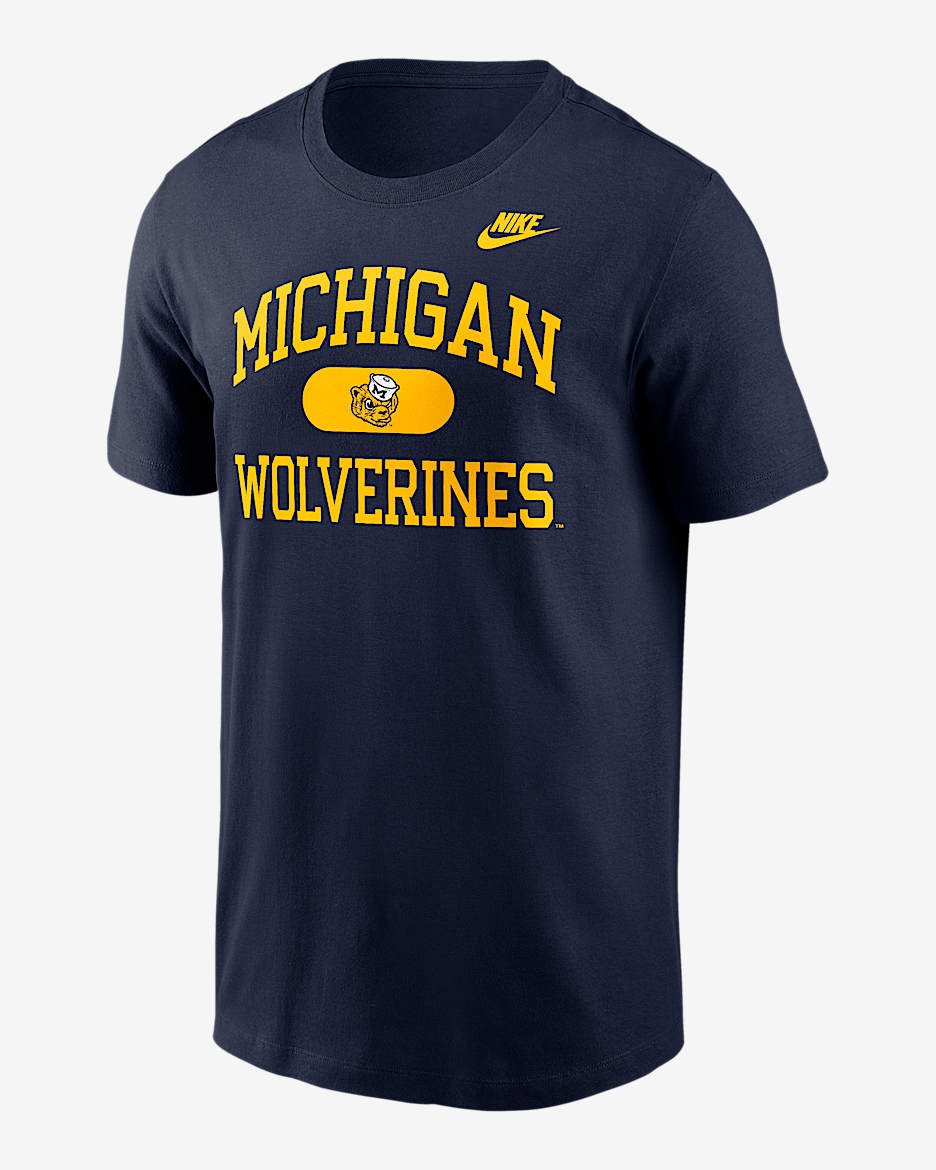 Playera universitaria Nike para hombre Michigan Legacy Alma Mater - Azul marino
