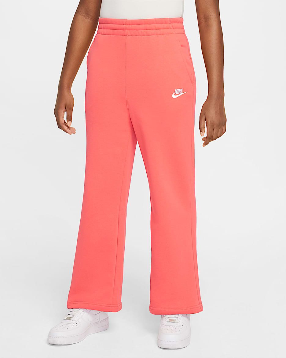 Pants de pierna ancha para niña Nike Sportswear Club Fleece - Brasa mágica/Brasa mágica/Blanco