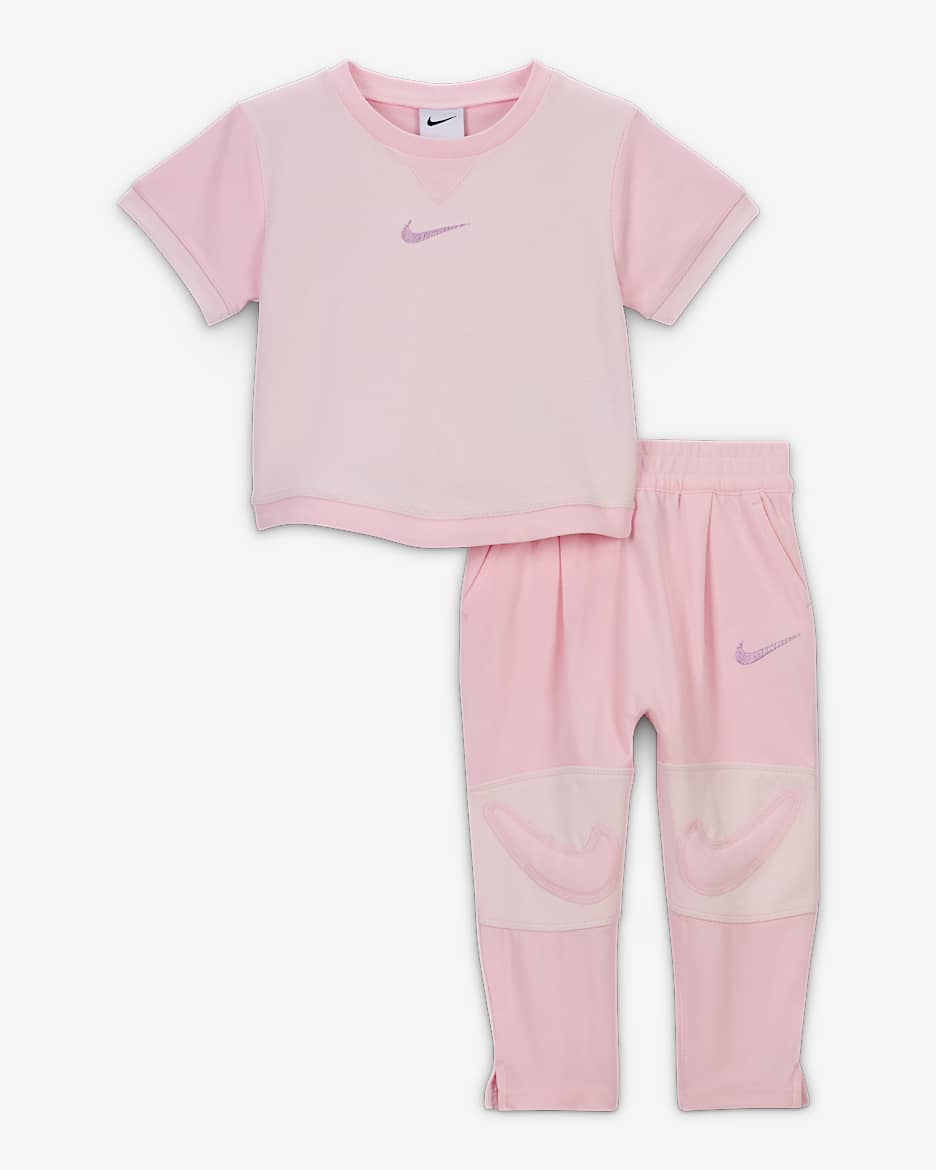 Nike ReadySet Baby Tee and Joggers Set - Pink Foam