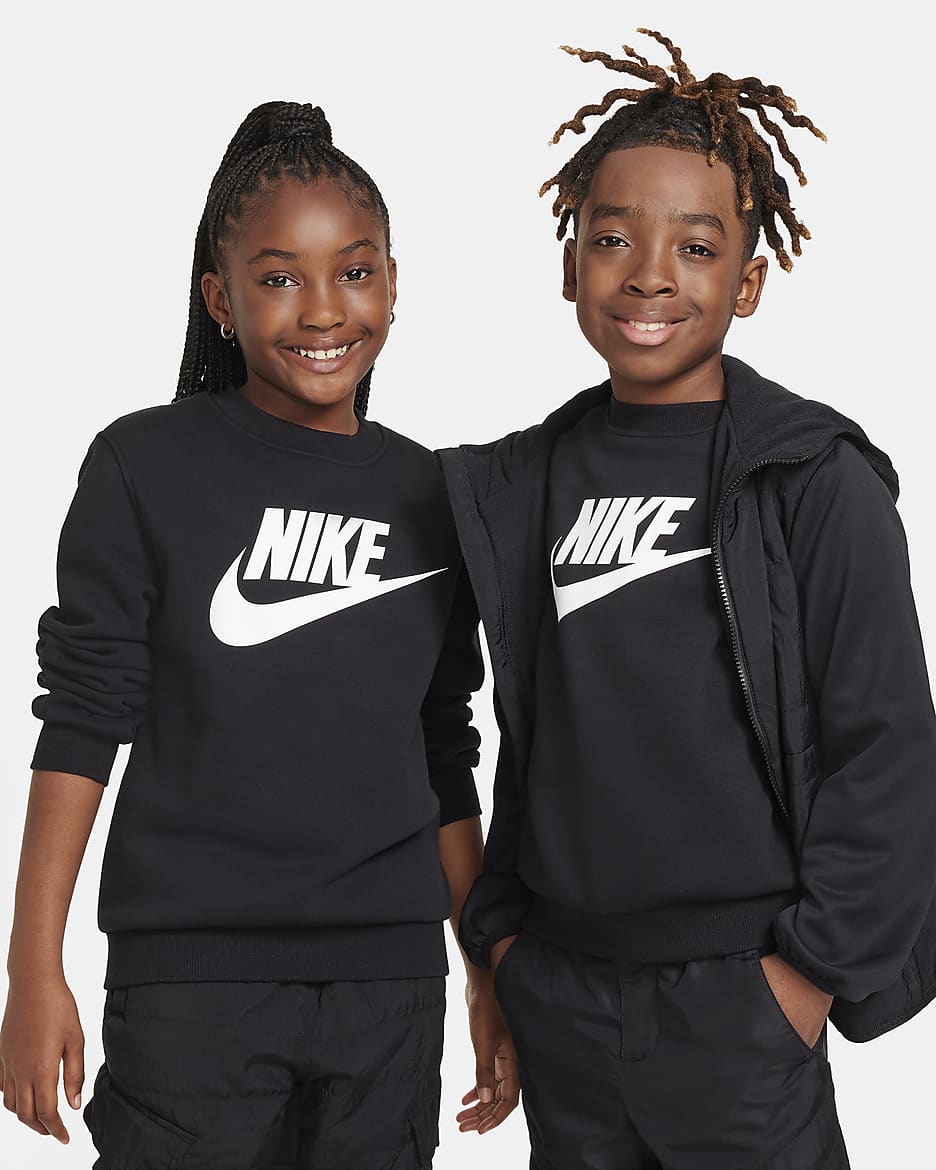 Nike Sportswear Club Fleece Big Kids' Sweatshirt - Black/White