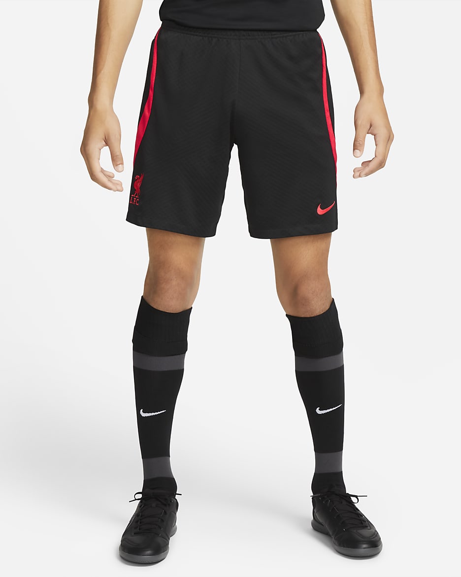 Liverpool FC Strike Men's Nike Dri-FIT Knit Soccer Shorts - Black/Siren Red/Siren Red