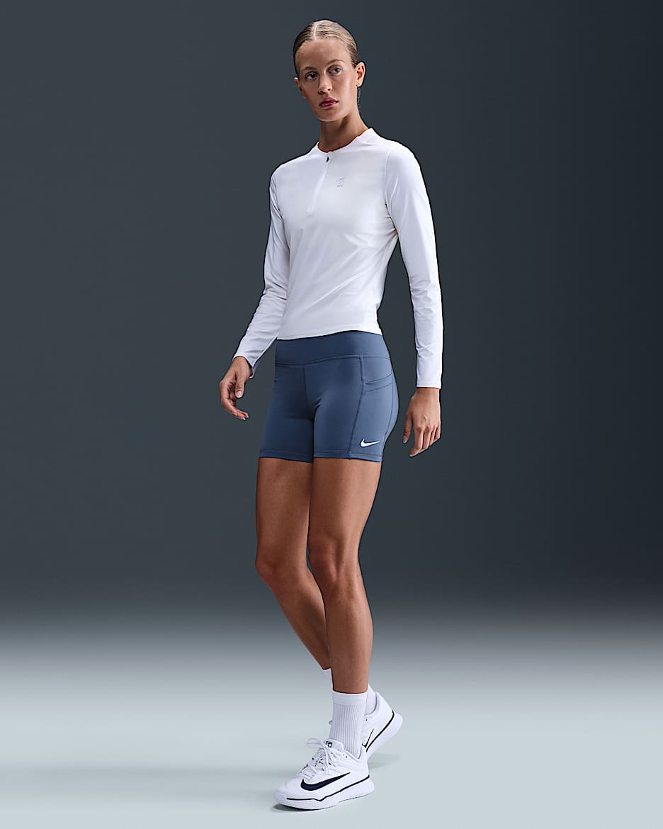 NikeCourt Women's Dri-FIT Tennis Shorts with Pockets - Diffused Blue/White
