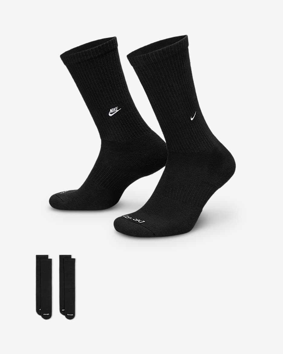 Nike Everyday Cushioned Crew-Socken (2 Paar) - Schwarz/Weiß