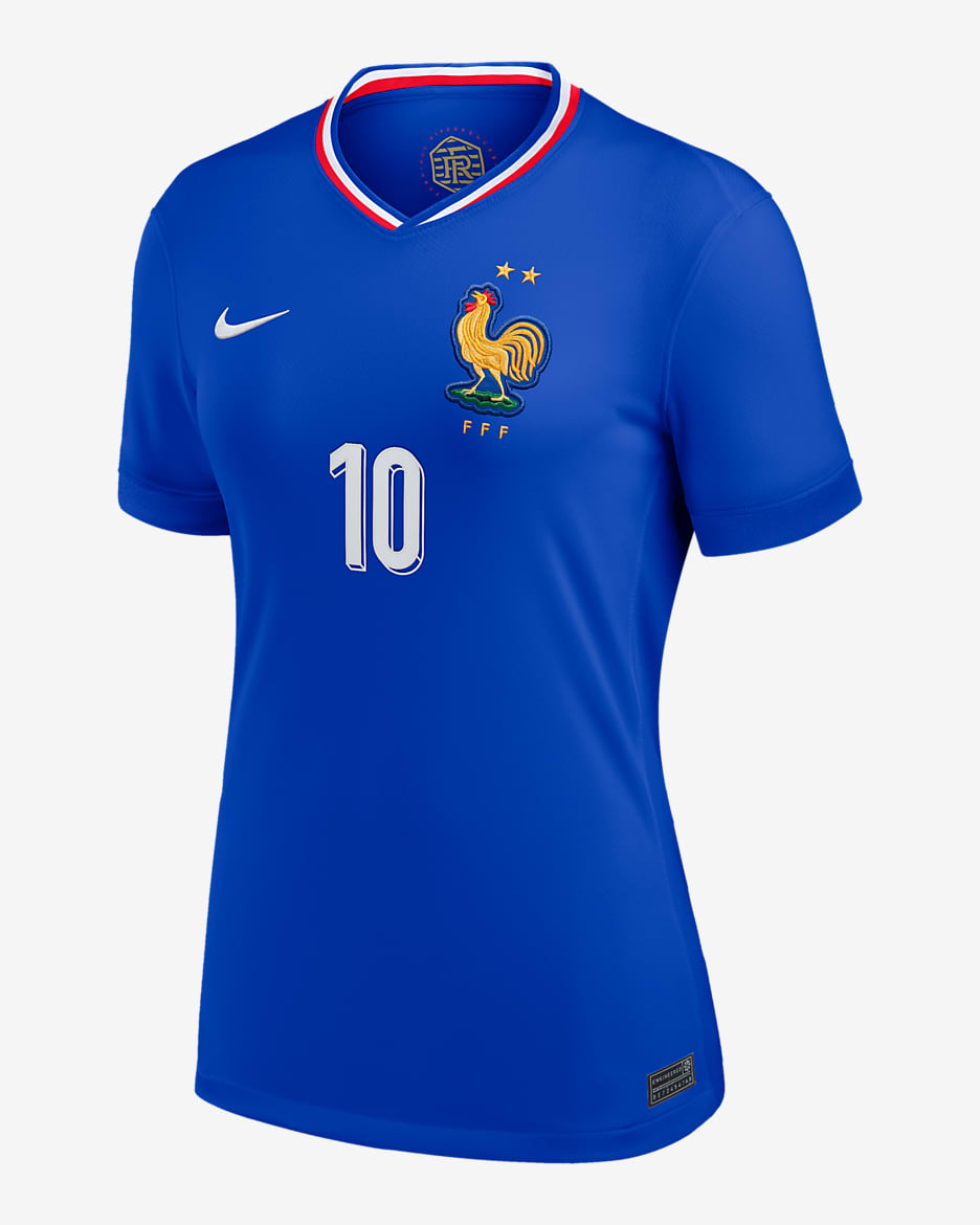 Jersey de fútbol Nike Dri-FIT de la selección nacional de Francia local 2024 Stadium Kylian Mbappé para mujer - Azul