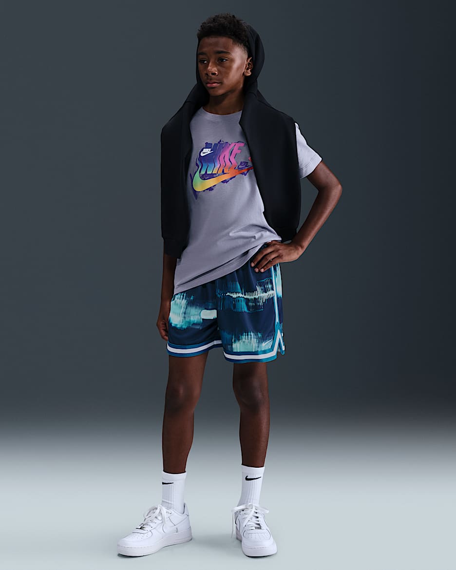Nike DNA Big Kids' (Boys') Dri-FIT 5" Basketball Shorts - Green Abyss/White