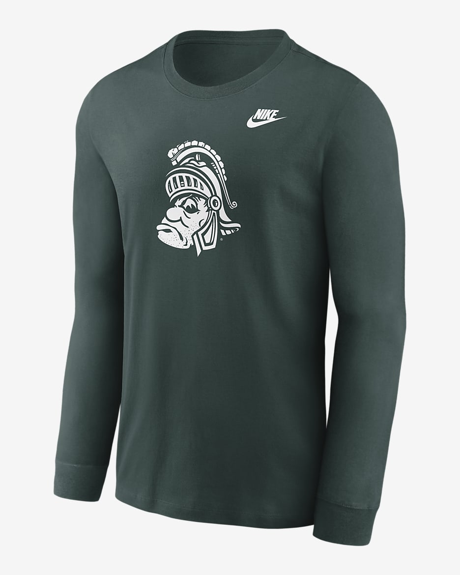 Michigan State Spartans Legacy Primary Logo Men's Nike College Long-Sleeve T-Shirt - Pro Green