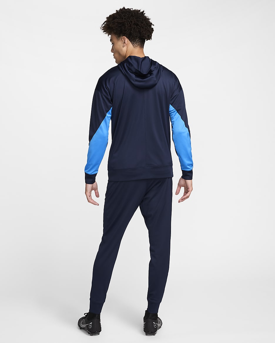 Survêtement de foot en maille à capuche Nike Dri-FIT Chelsea FC Strike pour homme - Obsidian/Light Photo Blue/Guava Ice