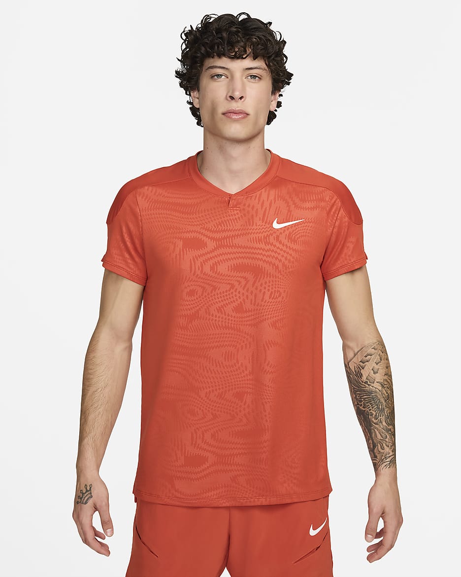 NikeCourt Slam Men's Dri-FIT Tennis Top - Rust Factor/White