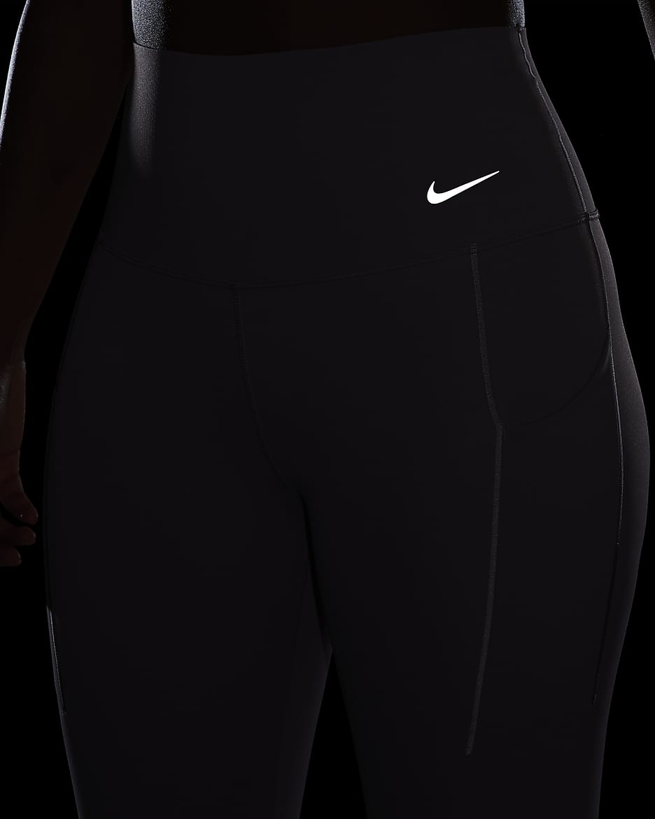 Leggings a todo o comprimento de cintura subida e suporte médio com bolsos Nike Universa para mulher - Violeta Ore claro/Preto