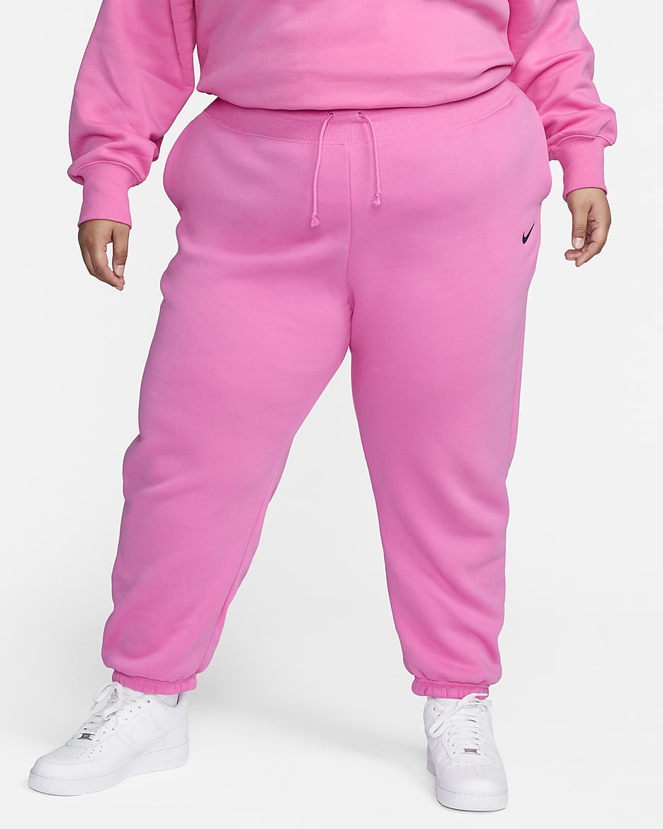 Nike Sportswear Phoenix Fleece Women's High-Waisted Oversized Sweatpants (Plus Size) - Playful Pink/Black