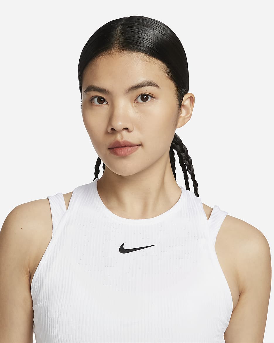 เสื้อกล้ามเทนนิส Dri-FIT ผู้หญิง NikeCourt Slam - ขาว/ดำ