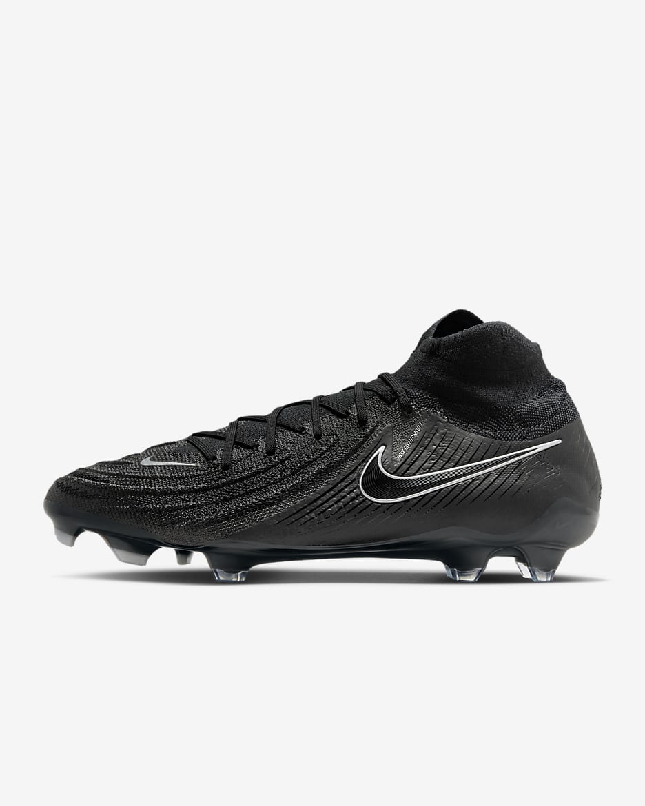 รองเท้าสตั๊ดฟุตบอลหุ้มข้อสูง FG Nike Phantom Luna 2 Elite - ดำ/ดำ