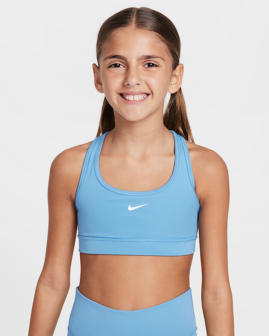 Nike Swoosh Girls' Sports Bra - Blue Beyond/White