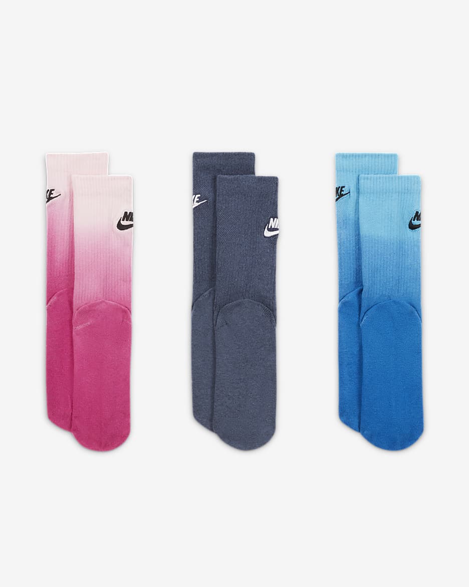 Calcetines largos para niños talla pequeña Nike (paquete de 3) - Fucsia activo