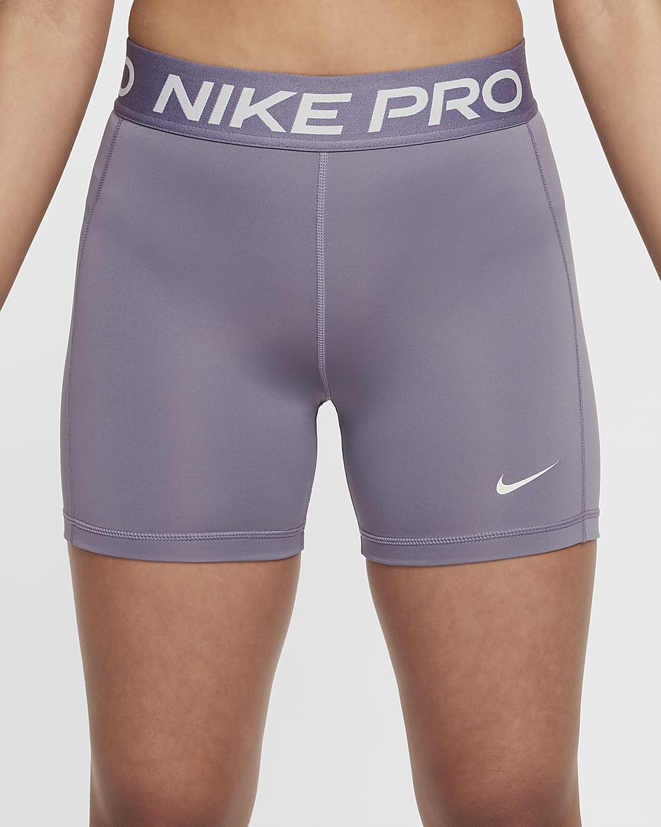 Nike Pro Leak Protection: Period Girls' Dri-FIT Shorts - Daybreak/White