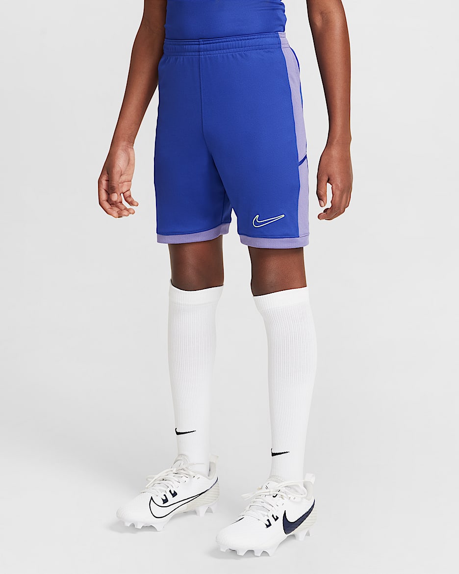 Nike Academy Dri-FIT Fußball-Shorts (ca. 18 cm; ältere Kinder) - Deep Night/Dusty Amethyst/Barely Volt