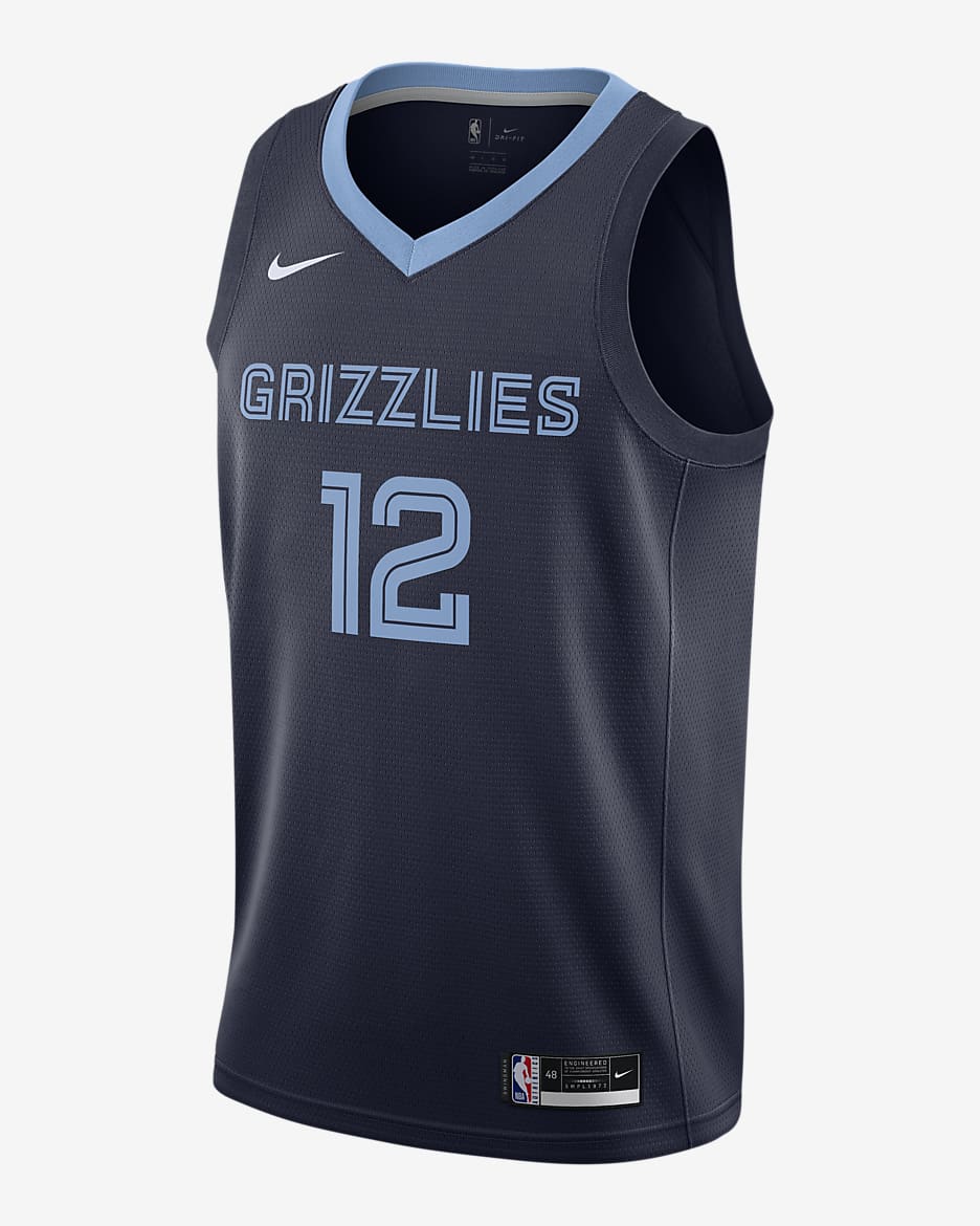 Jersey Nike NBA Swingman Ja Morant Grizzlies Icon Edition 2020 - Azul marino universitario/Azul claro/Amarillo