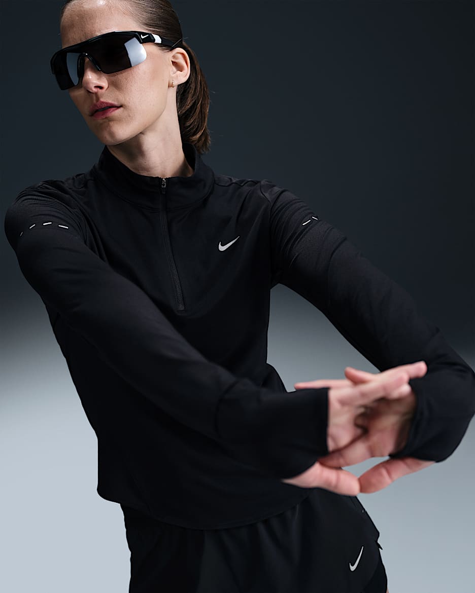 Nike Swift Women's Dri-FIT UV 1/4-Zip Running Top - Black