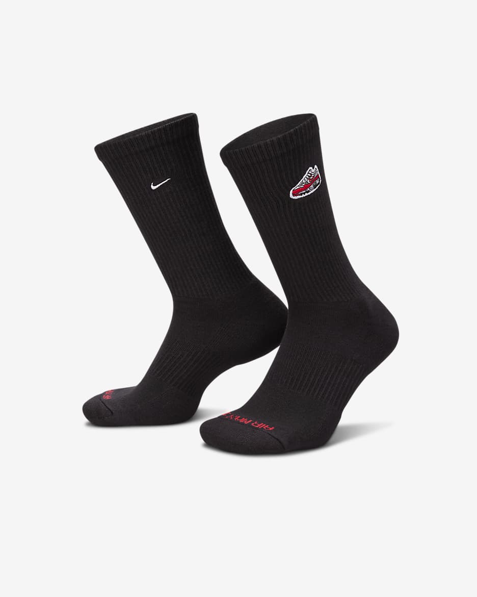 Středně vysoké ponožky s tlumením Nike Everyday Plus (1 pár) - Černá/Bílá