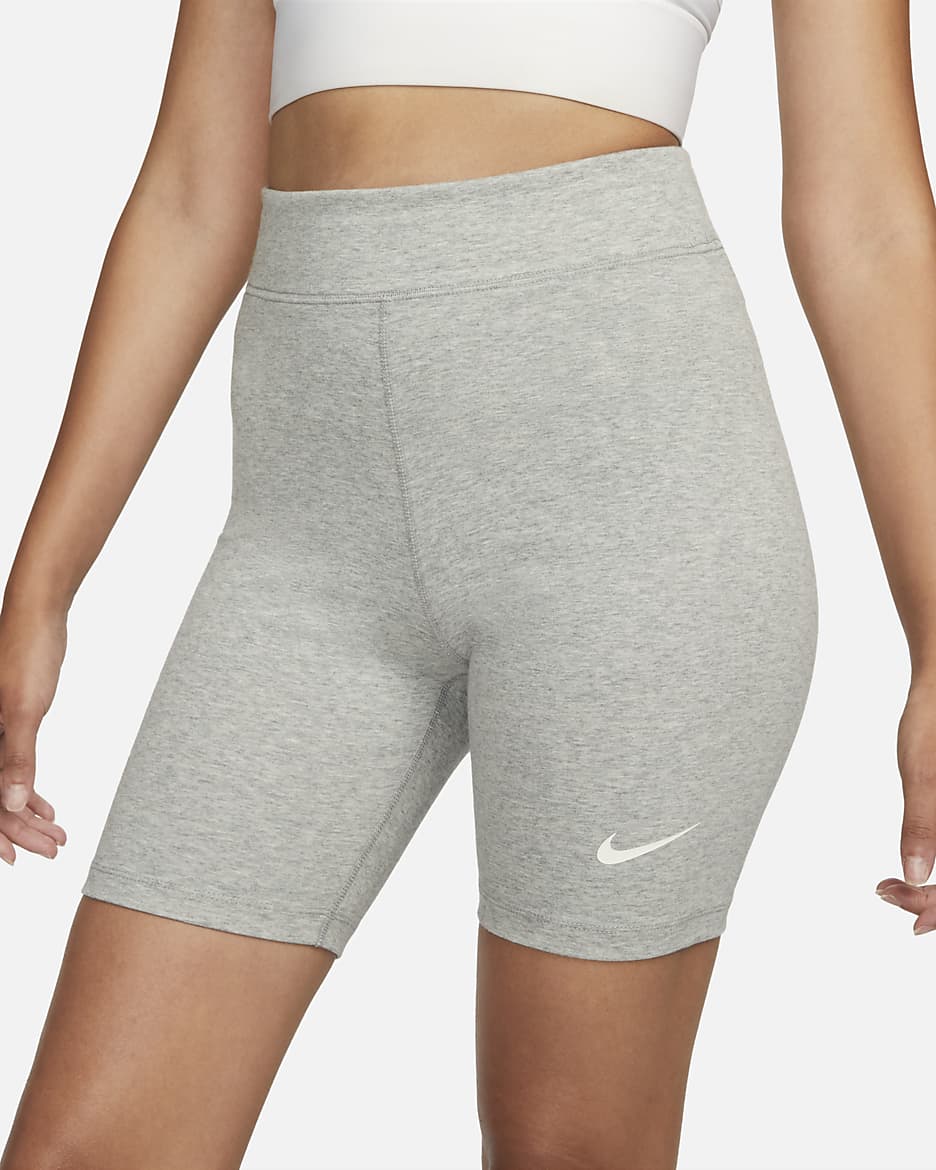 Shorts de ciclismo de tiro alto de 20 cm para mujer Nike Sportswear Classic - Gris oscuro jaspeado/Vela