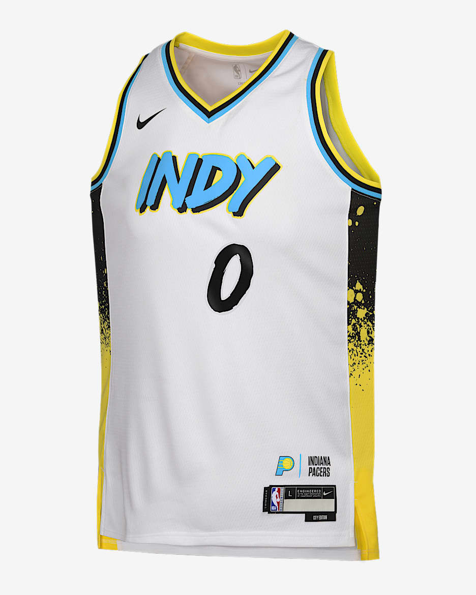 Tyrese Haliburton Indiana Pacers 2024/25 City Edition Big Kids' Nike Dri-FIT NBA Swingman Jersey - White