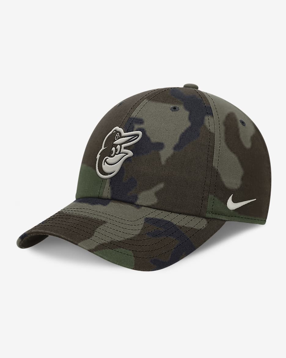 Gorra Nike de la MLB ajustable para hombre Baltimore Orioles Camo Club - Verde camuflaje