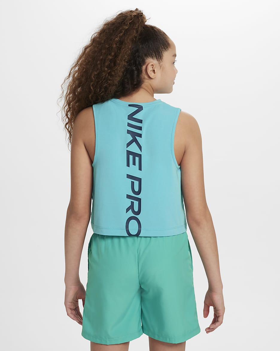 Nike Pro Girls' Dri-FIT Training Tank Top - Dusty Cactus/Midnight Navy